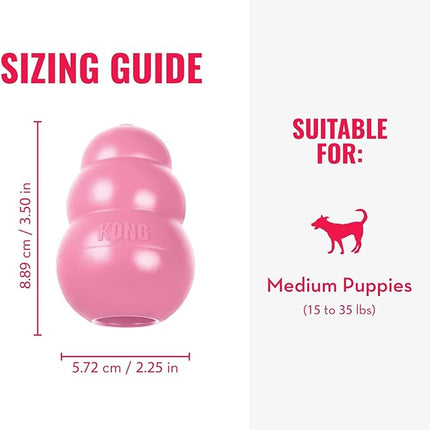 KONG - Puppy Toy Natural Teething Rubber - Fun to Chew, Chase and Fetch - for Medium Puppies - Pink