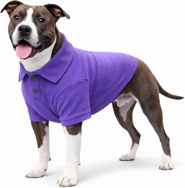 lovelonglong Basic Dog Polo Shirts Premium Cotton, Polo T-Shirts for Large Medium Small Dogs with a Two-Button Collar Blank Color Purple L