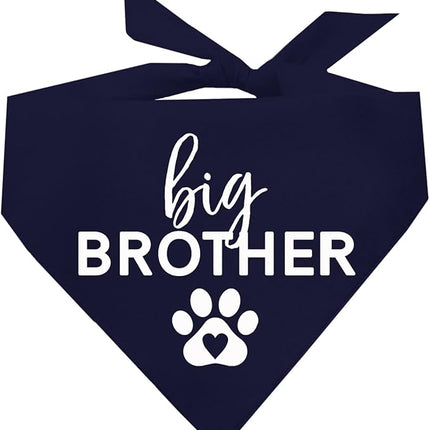 Big Brother Heart Paw Dog Bandana | 100% Cotton Adjustable Triangle | Pregnancy Announcement Photoshoot Prop | New Baby | Made in USA | Matching Family | Navy One Size (87) GB