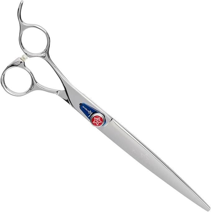 Kenchii Five Star Offset Lefty Professional Dog Grooming Shears, 8 Inch Straight Shears, Light Weight, Heavy Duty Pet Grooming Scissor for Dogs, Cats