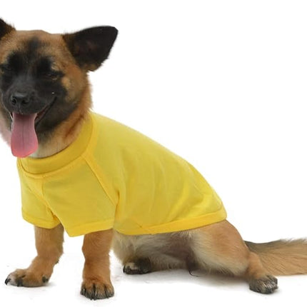 Lovelonglong 2019 Pet Clothing Dog Costumes Dachshund Clothes Blank T-Shirt Tee Shirts for Dachshund Dogs,Corgi 100% Cotton Yellow D-XL