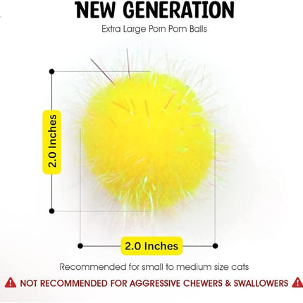 10 Pieces Sparkle Pom Pom Balls for Cat - Interactive Glitter Balls, Multicolor, Size of 2 inches, Best as Kitten Play Toys…