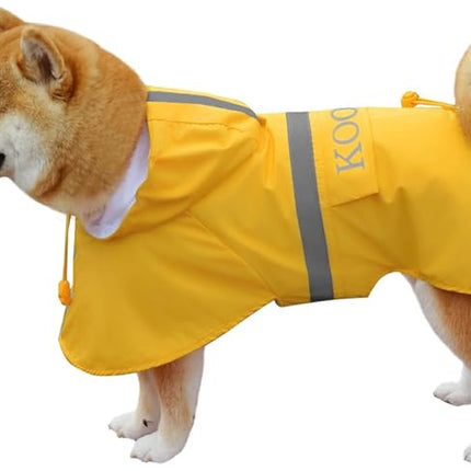 Hooded Rain Coat for Dogs for Small Sized Dogs, Dog Raincoat Apparel Poncho Waterproof Dog Clothes Pet Jacket Dog Raincoats Jacket (2XL,Yellow)