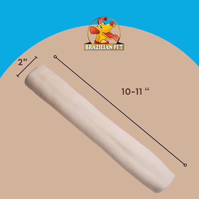 Brazilian Pet All Natural Treats Rawhide Retriever Beefhide Rolls Dog Chews Bones, Single Ingredient - Long Lasting Chew 10-11" (10 Count)