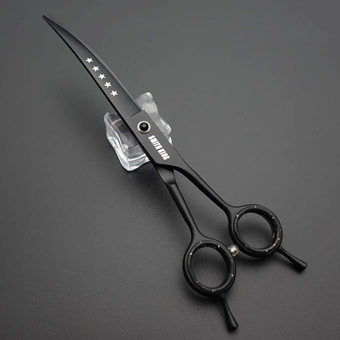 7.0 inches Professional Dog Grooming Scissors Set Straight & thinning & Curved & chunkers & comb 5pcs in 1 Set for left-handed & right handed Black