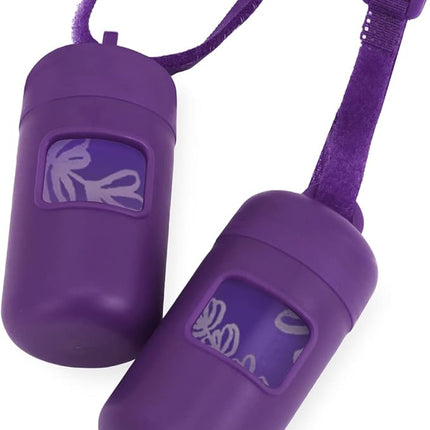 Best Pet Supplies Dog Poop Bag Holder Leash Attachment with 30 Bags, Reusable Dispenser for Travel, Walking, Park, and Outdoor Use, Durable with Clip-On - Purple, Pack of 2