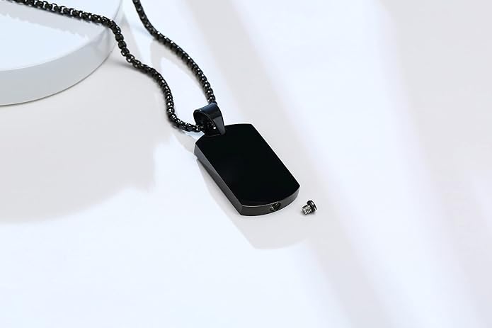 VNOX Personalized Customizable Photo Text Cremation Urn Necklace for Ashes Holder Dog Tag Pendant Family Pet Memorial Keepsake Jewelry for Men Women