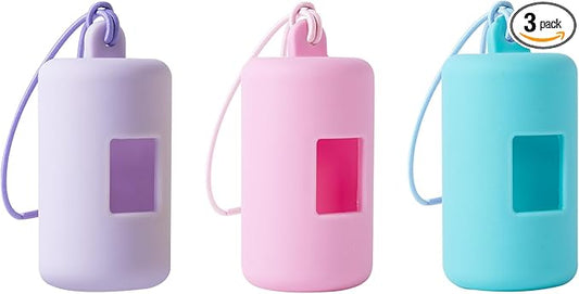 3Pack Dog Poop Bag Holder for Leash,Integrated Molding Soft Plastic Pet Waste Bag Dispenser with Elastic Loop Protable Doggie Poop Bag Dispensers