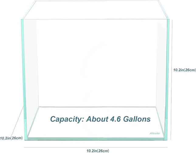 Ultra Clear Rimless Aquarium Tank 6-60 gallons Low Iron Glass (4.6Gal - Top Glass Canopy)