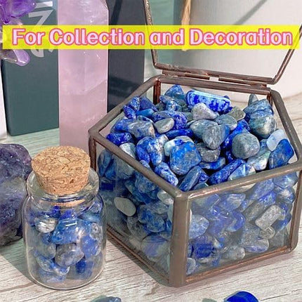 YATOJUZI Lapis Lazuli Aquarium Gravel Rocks Bulk Wholesale Tumbled Crystals Stones Chips Crushed Reiki Energy Balancing Gemstones for Planters Vase Filler Fountain Fish Tank Potted Decor 0.44LB