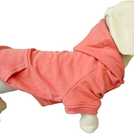 Lovelonglong Blank Basic Hoodie Sweatshirt for Dogs 100% Cotton Fits Small Medium Dachshund Large Dog Lotus-Pink D-S
