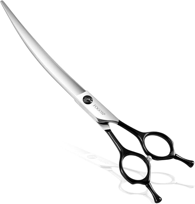 Curved Dog Grooming Scissors Professional 7.5" Grooming Shears for Dogs Pet Right Handed Groomer Japan 440C Stainless Steel (7.5 in Curved,Black)
