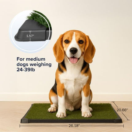 Artificial Grass Puppy Pee Pad for Dogs and Small Pets - 20x25 Reusable 4-Layer Training Potty Pad with Tray - Dog House and Pet Supplies by PETMAKER
