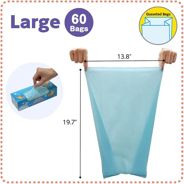 BOS Amazing Odor Sealing Dog Poop Bags - Durable, Unscented [Size: L, Color: Light Blue] (60 Count, Pack of 2) (120 Bags)