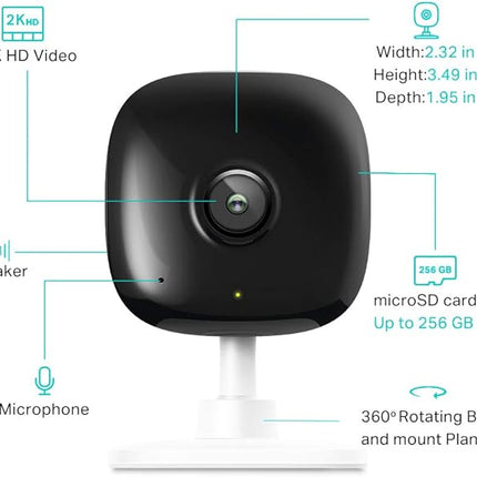 Kasa Smart 2K QHD Indoor Security Camera, Person/Baby Crying/Motion Detection, 2-Way Audio, 30Ft. Night Vision, Cloud/SD Card Storage(Up to 256 GB), Compatible with Alexa & Google Home (KC400)