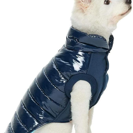 Blueberry Pet Cozy & Comfy Windproof Lightweight Quilted Fall Winter Glossy Dog Puffer Jacket in Navy Blue, Back Length 22.5", Size 20, Warm Coat for Large Dogs