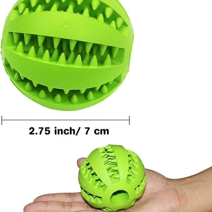 Idepet Dog Toy Ball, Nontoxic Bite Resistant Toy Ball for Pet Dogs Puppy Cat, Dog Pet Food Treat Feeder Chew Tooth Cleaning Ball Exercise Game IQ Training ball,2 Pack- Blue & Green
