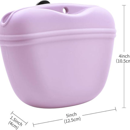 AUDWUD Silicone Dog Treat Pouch,With Dog Training Clicker,Clip on Portable Training Container,Convenient Magnetic Buckle Closing and Upgraded Waist Clip for Enhanced Stability