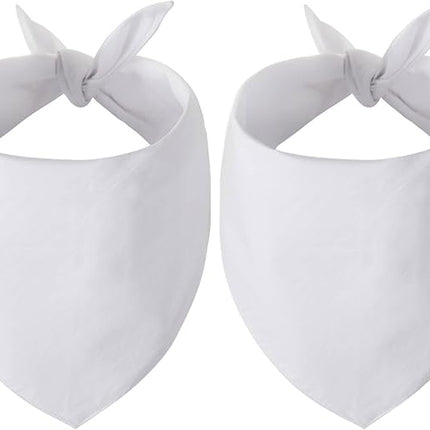 Blank Dog Bandanas Small -2PCS, DIY Solid White Triangle Scarf Premium Cotton Handkerchief or Bib, Personalized Design Birthday/Party Fun Idea Gift for S&XS Pets
