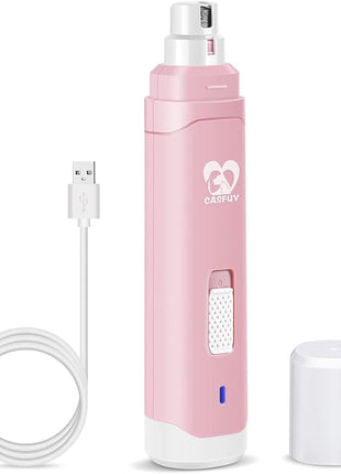 Casfuy Dog Nail Grinder Upgraded - Professional 2-Speed Electric Rechargeable Pet Nail Trimmer Painless Paws Grooming & Smoothing for Small Medium Large Dogs & Cats