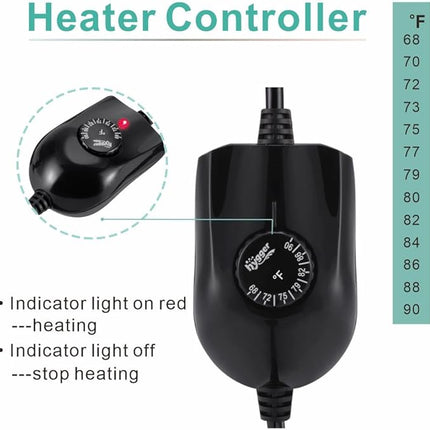 hygger 100W Mini Inline Quartz Glass Aquarium Heater with External Controller, Adjustable Submersible Betta Fish Tank Thermostat for 10-30 Gallon