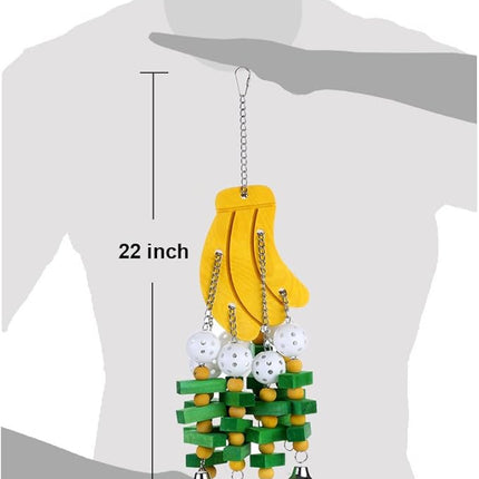 Bird Chewing Toy Large Medium Parrot Cage Bite Toys African Grey Macaws Cockatoos Eclectus Amazon (Banana-22inch)