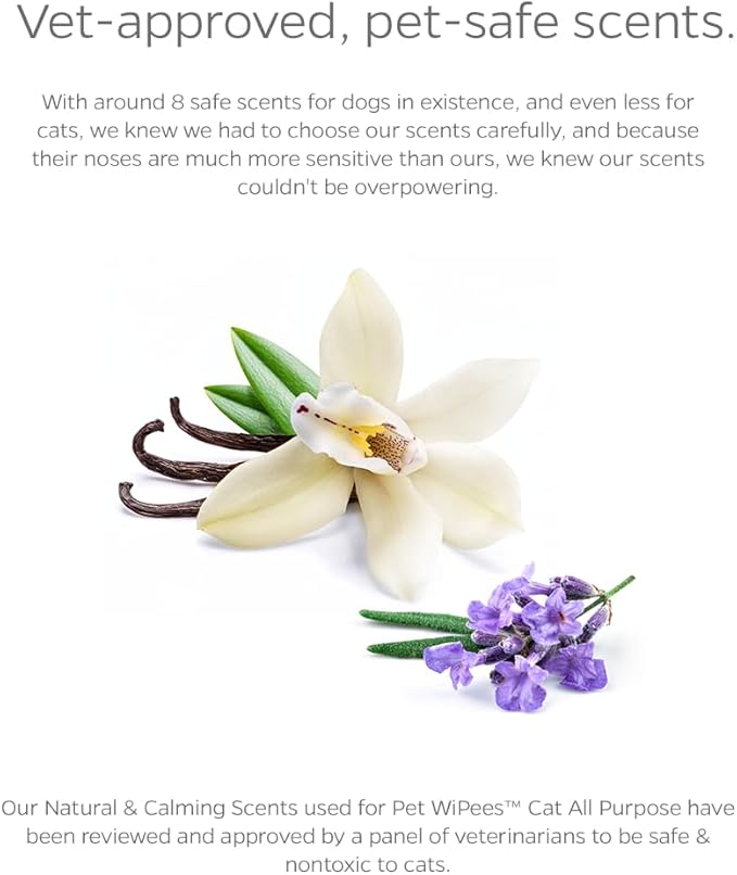 Cat All Purpose Pet WiPees™ – 100 Daily Cat Bath Wipes, All Natural Cat Wipes for Ears, Fur & Folds, Gentle Pet Wipes for Cats, pH-Balanced to Cats Specific Skin & Biome (Natural, 100ct)