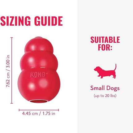 KONG Classic Stuffable Dog Toy - Fetch & Chew Toy for Dogs - Treat-Filling Capabilities & Erratic Bounce for Extended Play Time - Durable Natural Rubber Material - for Small Dogs