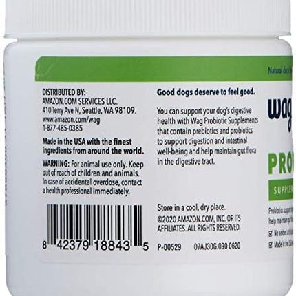 Amazon Brand - Wag Probiotic Supplement Daily Chews for Dogs, Supports Digestion and Gut Health, Natural Duck Flavor, 90 count