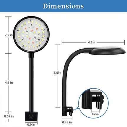 Mini Clip On Aquarium Light 7W Dimmable Small Fish Tank Light USB Moving Lamp with White Red Blue Green LED for 1 to 3 Gallon Tanks
