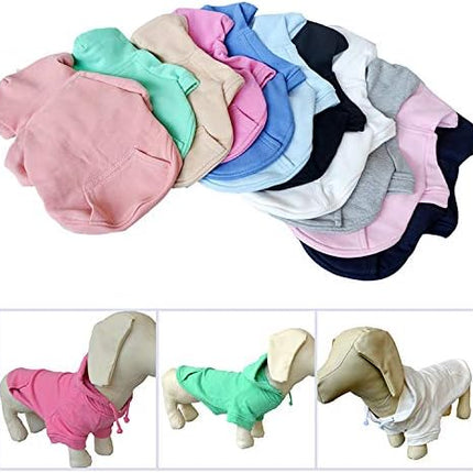Lovelonglong Blank Basic Hoodie Sweatshirt for Dogs 100% Cotton Fits Small Medium Dachshund Large Dog Royle Blue D-M