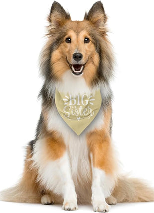 Big Sister Dog Bandanas, Light Yellow Dog Bandana, Pet Scarf Triangle Accessories, Pet Bandanas for Large Dogs, Baby Announcement Dogs Bandana (L)