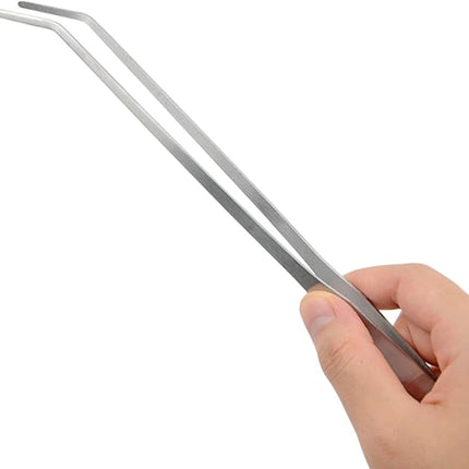 LILYS PET Straight and Bend Stainless Steel Super Thick Tweezers Set,Pliers Aquarium Tool Fish Tank Aquatic Plants Forceps Clip (10.5")