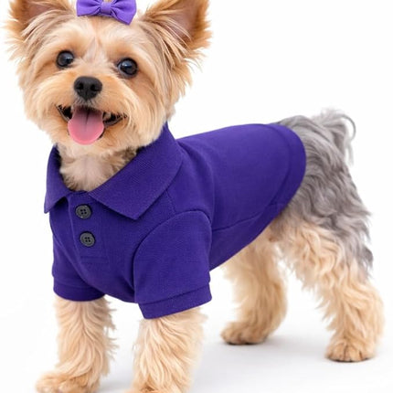 lovelonglong Basic Dog Polo Shirts Premium Cotton, Polo T-Shirts for Large Medium Small Dogs with a Two-Button Collar Blank Color Purple M