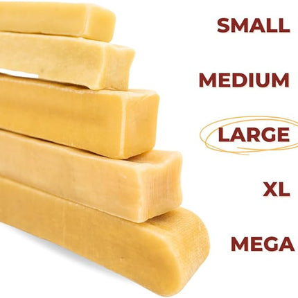 Bully Bunches Large Authentic Yak Cheese Himalayan Chews for Large Dogs & Heavy Chewers - All Natural Dog Treat Dental Chews, Made with Real Yak Milk - Lactose & Rawhide Free (2 Pk)