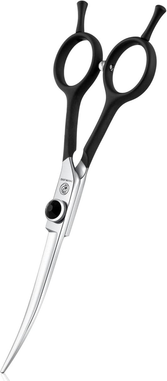 Dragon Creek 6" Upward Curved Dog Grooming Scissors Shears for Grooming Face and Paws Safety Shears Trimming Cutting Scissors for Dog Cat Pet Black