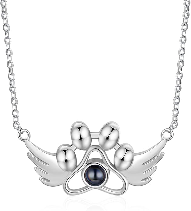 Customized Paw Print Necklace Personalized Pet Name Necklace Custom Engraved Dog Cat Paw Pendant Necklace Pet Memorial Gift for Pet Lovers