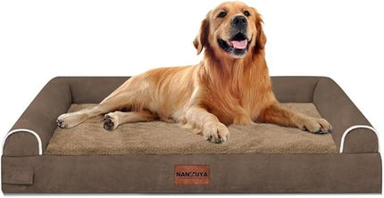 Large Dog Bed Orthopedic Washable: Beds Bolster XL Bed Big XLarge Dogs Memory Foam Couch Sofa Waterproof with Removable Cover - Brown