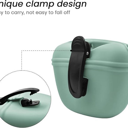 AUDWUD Silicone Dog Treat Pouch,with Dog Training Clicker,Clip on Portable Training Container,Convenient Magnetic Buckle Closing and Upgraded Waist Clip for Enhanced Stability