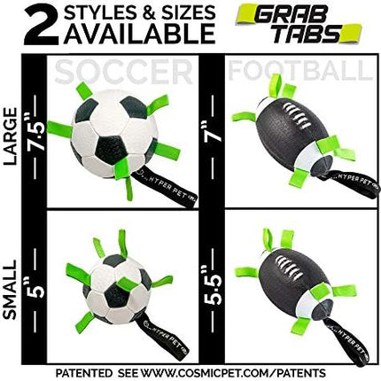 Hyper Pet The Original Grab Tabs Dog Soccer Ball with Straps (5")-Indoor or Outdoor, Interactive Durable Fetch Ball with Tug Toy for All Dog Breeds