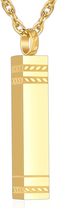 abooxiu Urn Necklace for Ashes Memorial Cremation Jewelry for Ashes Stainless Steel Ashes Jewelry Cube Ashes Necklace Bar Urn Pendant for Women Men