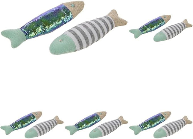 Petlinks (2 Count HappyNip Flipper Fish Cat Toys, Contains Silvervine & Catnip - Multi Color, 2 Count (Pack of 5)