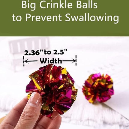 Mylar Crinkle Balls Cat Toys Interactive Crinkle Cat Toy Balls Independent Pet Kitten Cat Toys for Fat Cats Kittens Exercise, Soft and 2.36 to 2.5-Inch (24 Pack)