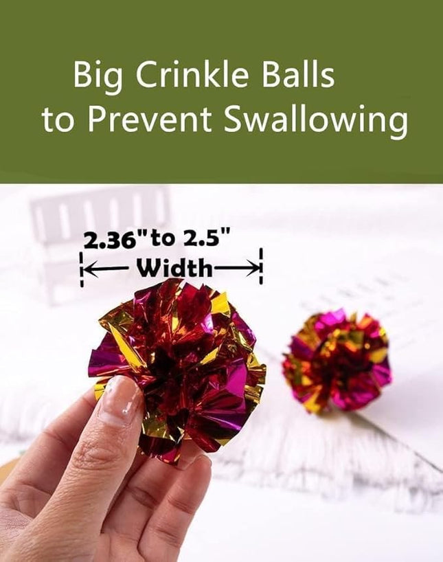 Mylar Crinkle Balls Cat Toys Interactive Crinkle Cat Toy Balls Independent Pet Kitten Cat Toys for Fat Cats Kittens Exercise, Soft and 2.36 to 2.5-Inch (24 Pack)