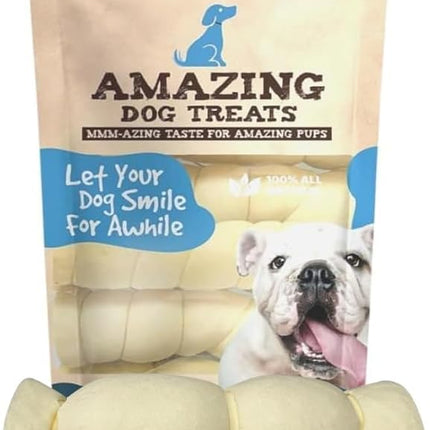 Amazing Dog Treats - Beef Cheek Rolls (Mega Thick 5-6" - 8 Pcs) - Safe Rawhide Alternative Dog Chew - Great for Power Chewers - Long Lasting Dog Chew - Retriever Rolls for Dogs