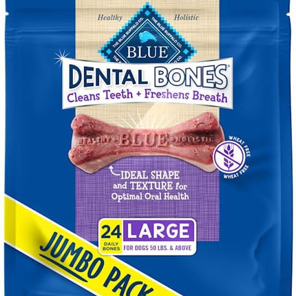 Blue Buffalo Dental Bones Large Natural Dental Chew Dog Treats Bag Jumbo Pack