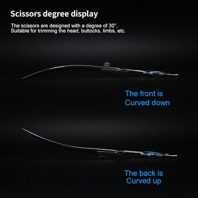 7in Curved Dog Scissors for Grooming, VG10 Steel Sharp Dog Grooming Scissors, 25 Degree Bend, with CNC Screw & Round Blunt Tip, Professional Pet Grooming Shears for Dogs Cats Groomer or Home Use