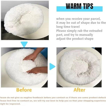 Cat Beds for Indoor Cats - Cat Bed Washable 20/24 inches, Dog Beds for Small Medium Dogs, Anti Anxiety Round Fluffy Plush Faux Fur Pet Bed, Thick Bottom