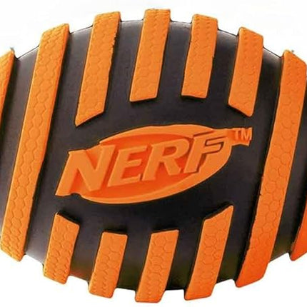 Nerf Dog Spiral Squeak Football Outdoor Dog Toy, 5 Inch Dog Football Squeaking Toy for Medium and Large Breeds, Orange