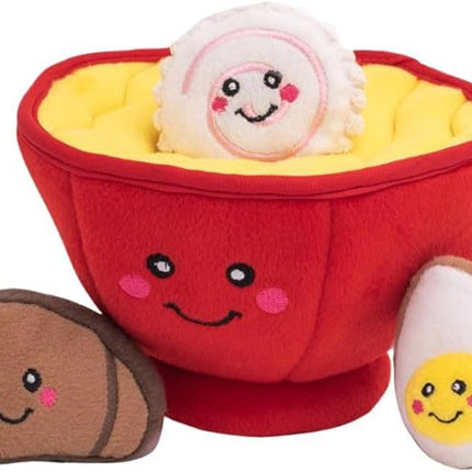 ZippyPaws Burrow- Interactive Dog & Puppy Toys for Boredom, Stimulating Pet Products to Keep Them Busy, Hide & Seek Plush Dog Puzzle, Enrichment Squeaky Toy, for Small & Medium Dogs- Ramen Bowl